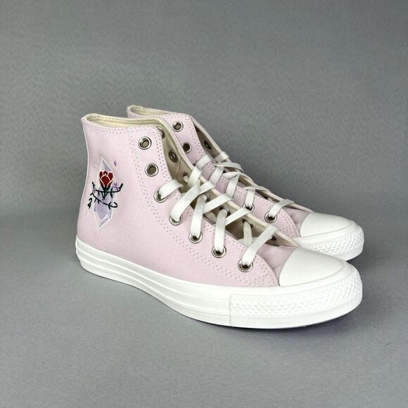 New Converse Chuck Taylor High Top Pink Barely Rose Embroidered Gems Sz 7 w/ Box - Picture 16 of 16